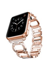 Luxury Metal Diamond Bracelet for Apple Watch Band 44mm 42mm 41 45mm iwatch 7 SE 6 5 4 3 38 40mm Stainless Steel Ring Wriststrap