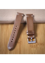 Horween Burgundy Chromxell Genuine Leather Watch Strap 3.5mm Thick Leather Straps Handmade