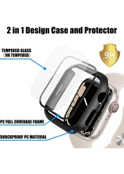 Case With Screen Protector For Apple Watch Series 7 45mm 41mm Hard PC Full Face Protector Bumper Cover Case For iWatch 7 45mm Series