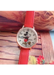 Disney Mickey Korean version fashion simplicity animation PU strap quartz watch Mickey Mouse children's watch boy girl