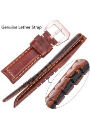 Genuine Leather Watch Band for Men, Dark Brown, 20mm, 22mm, 24mm Cowhide Watch Accessories