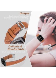 one round for apple watch band 44mm 40mm 45mm 41mm 42mm 38mm 44 45mm genuine leather bracelet iWatch serie 3 4 5 se 6 7 strap