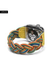 URVOI Braided Band for Apple Watch Series 7 6 SE 5 4321 Woven Nylon Strap for iWatch 40 44mm Stretchable Classic Design