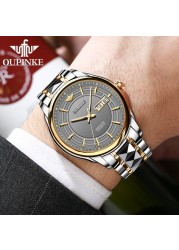 OUPINKE Business Automatic Mechanical Watch for Men Waterproof Tungsten Steel Strap Full Automatic Top Brand Men Wristwatches