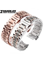 Curved End Stainless Steel Watchband Bracelet Watch Straps 16mm 17mm 18mm 19mm 20mm 21mm 22mm 23mm 24mm Steel Banding Bracelet