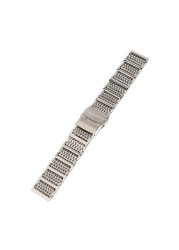 Luxury Silver/Black 20/22/24mm Mesh Stainless Steel Watch Band Adjustable Fold Clasp Men Watches Strap Replacement Bracelet