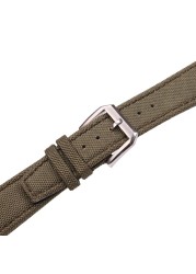 Genuine Nylon Leather Watch Straps for Men and Women, High Quality, Silver Pin Buckle, 20mm, 21mm, 22mm