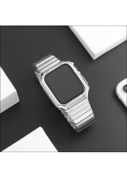 stainless steel strap + silicone case for apple watch band 45mm 41mm 44mm 40mm 38mm 42mm bumper frame cover iwatch series 5 SE 6 7