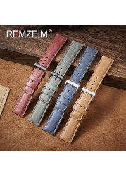 Calf leather watch strap 20mm 22mm quick release watchband for women men watch accessories solid buckle blue red green