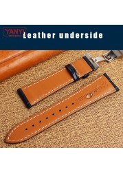 Top Layer Cowhide Genuine Leather Bracelet 19 21mm 22mm Dark Blue Watch Strap for Longines L29094920 Watches Wrist Band