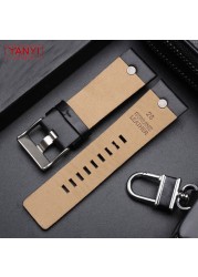 Genuine Leather Watchband Bracelet 22 24 26 28 30mm Watch Strap with Rivet for Diesel DZ7406 DZT2009 DZ7413 DZ7257 Watch Band