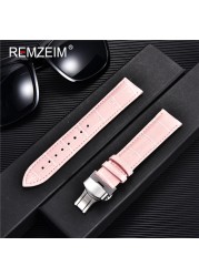 REMZEIM New Watch Band Strap Woman Watchbands Genuine Leather Strap Watch Band 18mm 20mm 22mm 24mm Multicolor Watch Bands