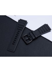 Brand Quality Soft Dustproof 34mm*24mm Black Silicone Rubber Watchband for Bell Watch Strap Ross BR01 BR03 Bracelet Strap