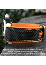 20mm 21mm 22mm Nylon Rubber Leather Watch Band Fit For Omega 300 Planet Ocean 600 Black Canvas Orange Silicone Strap