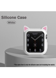 Cartoon Cat Ears Protective Sleeve for Apple Watch Case 44mm 40mm 42mm 38mm for iwatch Serie 3 4 5 6 Se Case Bumper Accessories