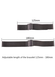 Milanese Mesh Loop Watch Band Bracelet Necklace Silver Stainless Steel Black Wrist Watch Strap Deployment Clasp 16mm 18mm 20mm 22mm 24mm