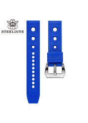 Steeldave Brand Rubber Strap 20mm 22mm Replacement Watch Bands Automatic Watch Bracelets Steel Buckle Diving Watches Strap