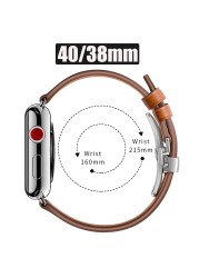 For Apple Watch Band Genuine Leather Strap Apple Watch 7 6 5 4 3 2 1 SE 45mm 41mm Butterfly Clasp Strap for iWatch 44/40mm 42 38