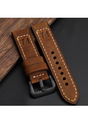 F4 Leather Watch Band for Men, Thick, Handmade, Retro, 20, 22, 24, 26mm, for pm111, 441