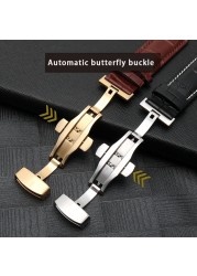 Slub style prong cowhide leather watch strap for GC gu-ess pasha male bracelet 20*11mm 22*13mm prong end watchband butterfly strap