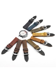 Onthelevel 18mm 20mm 22mm 24mm Genuine Leather Watch Strap Bands Black Blue Brown Multicolor High Quality Men's Watch Band