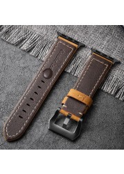 Genuine leather strap for Apple Watch band 45mm/41mm 44mm 40mm 38mm 42mm retro watchband pulseira iWatch series 5 4 3 se 6 7