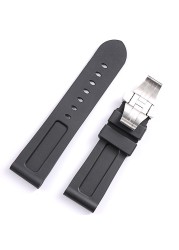 High Quality 22 24mm Rubber Watchband For Panerai Pam Black Sport Waterproof Watch Strap Strap Wristband Logo Silicone On