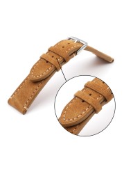 Suede Suede Watch Strap 18mm 20mm 22mm 24mm Handmade Leather Watchband Replacement Tan Gray Beige Color for Men Women Watches