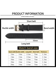 Genuine Leather Women Watchband 12mm 14mm 16mm 18mm 20mm Quick Release Cowhide Strap Watch Band Belts Replacement Gold Buckle