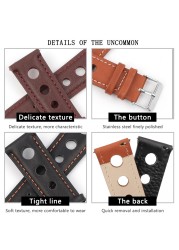 Onthelevel Leather Watchband 18mm 20mm 22mm 24mm Black Brown Coffee Racing Strap Handmade Stitching Quick Release Watch Strap