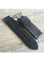 Genuine Leather Watch Band Strap 20mm 22mm 24mm 26mm Thick Men Watchbands Bracelet Strap with Metal Buckle for Panerai Watch