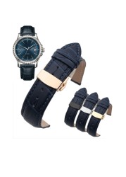 Fashion Genuine Leather Men Women Watchband Crocodile Texture Strap Wrist Watch Band 14mm 16mm 18mm 20mm 22mm Dark Blue