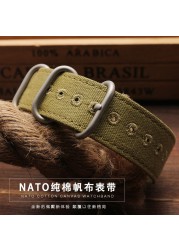 High Duty Quality Watchband 20mm 22mm 24mm 26mm Black Army Green Zulu NATO Nylon Canvas Canvas Watch Strap Black Silver Buckle