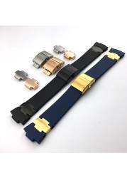 High quality rubber silicone watch band, two styles of design, foldable clasp, suitable for Ulysse Nardin watch, 22mm, 25mm