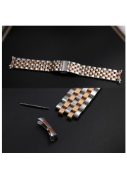 Flat and Curved End Watch Band 18 19 20 21 22mm 24mm 26mm Stainless Steel Watch Strap Butterfly Clasp Replacement Wristband