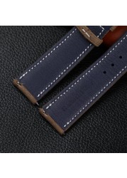 Handmade gray leather watchband 18 19 20 21 22 mm quick release soft cowhide leather, ultra-thin soft strap
