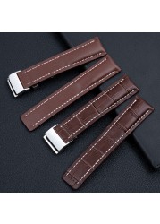 Soft calfskin watch strap 20mm 22mm 24m band for Breitling watchband avenger/navitimer premier bracelet folding buckle