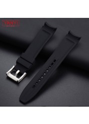 High-quality Rubber Watchband 18mm 20mm 22mm Bracelet for Omega Seiko Rolex Tissot Tudor Watch Band Brand Curved End Watch Strap