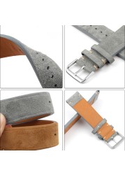 Suede Suede Watch Strap 18mm 20mm 22mm 24mm Handmade Leather Watchband Replacement Tan Gray Beige Color for Men Women Watches