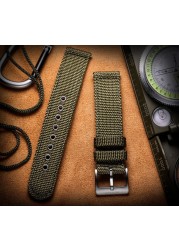 Hemsut Canvas Watch Bands Green Quick Release Quality Nylon Watch Straps & Heavy Duty Brushed Buckle 18mm 20mm 22mm 24mm