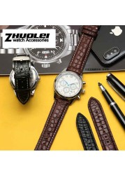 For any wristband luxury genuine crocodile leather watchband 18mm 19mm 20mm 21mm 22mm black brown straps