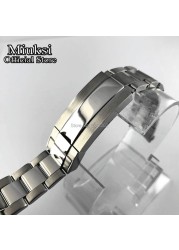 Miuksi 20mm 316L Solid Stainless Steel Watch Band Folding Buckle Mens Strap