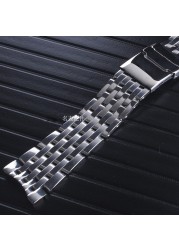 22 24mm high quality stainless steel silver polished watchband for breitling navitimer wristband deployment clasp logo on