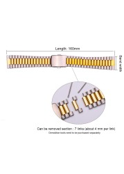 Women's stainless steel watch band, silver and gold watch band, 12mm, 14mm, 16mm, 18mm, 20mm, with buckle