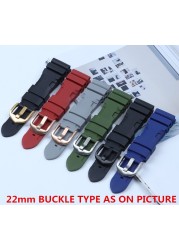 22mm 24mm 26mm Silicone Black Green Blue Red Gray Rubber Watch Band Replacement for Panerai Strap Watch Band Watchband Pin Buckle