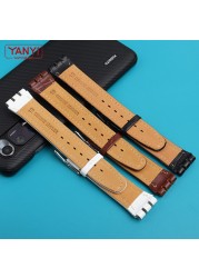 Genuine leather watch strap for swatch watchband 17mm 19mm serrated interface wrist band men women sport leather bracelet