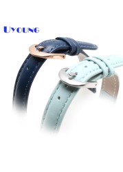 Women's Genuine Leather Watch Band, 14mm, 16mm, 18mm, 20mm, Soft, Simple, Leather, Blue