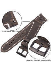 Genuine Leather Watchbands 18mm 20mm 22mm 24mm Black Dark Brown Women Men Cowhide Watch Band Strap Strap With Buckle