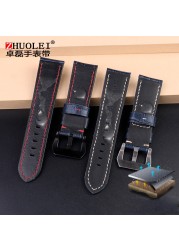 For Panerai1085/1313/111 Leather Watch Strap 22mm 24mm Blue Mens Crocodile Grain Watch Band Sandy Grinding Cowhide Accessories