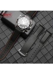 Rubber watch strap 20mm 22mm silicone watchband suitable for omega watch band folding clasp curved end wrist strap